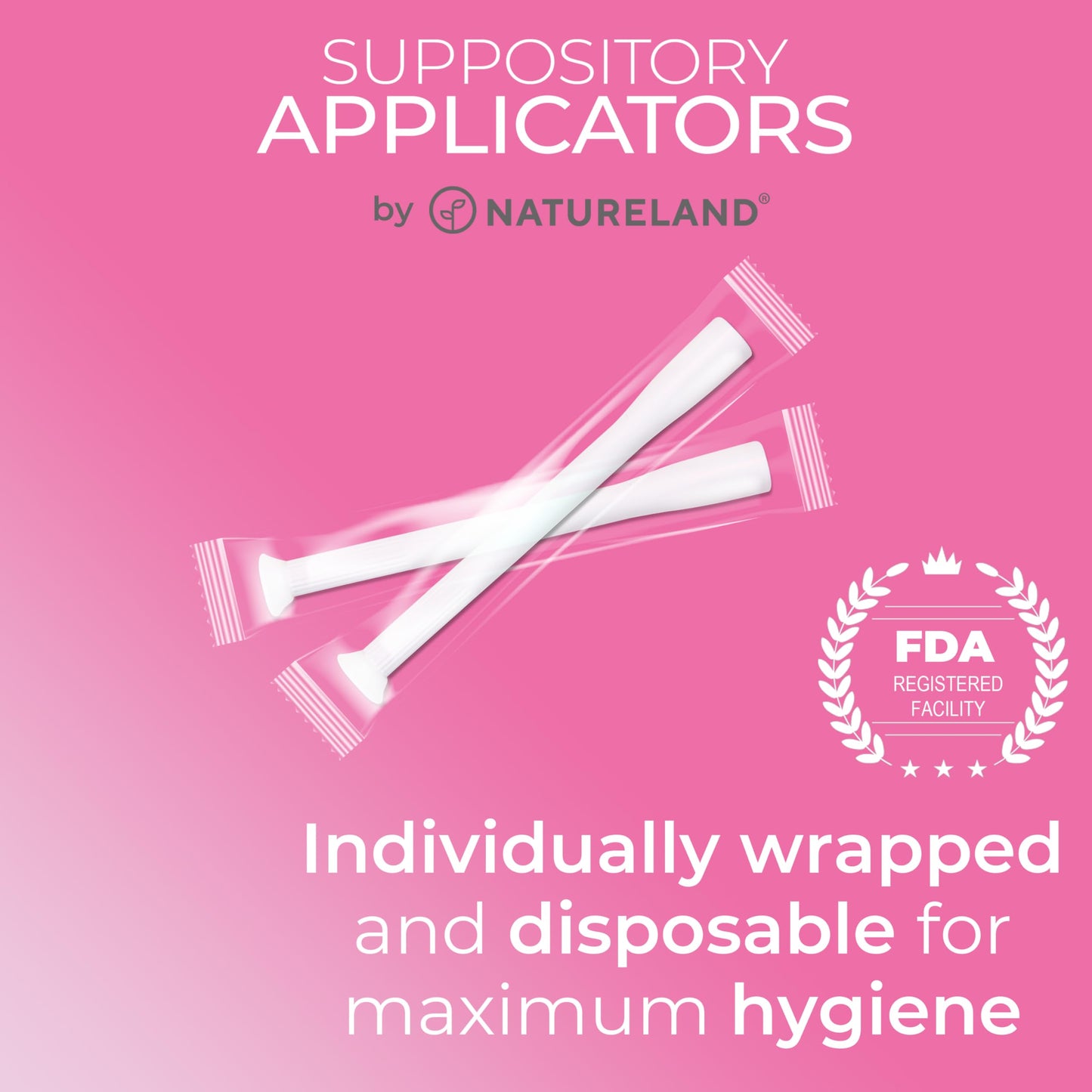 Natureland Personal Suppository Applicators for Women, Individually Wrapped Disposable Applicators with Silky Smooth Comfort Tip, Daily Intimate Care Tool (Large tip applicators, 20 Count (Pack of 1))