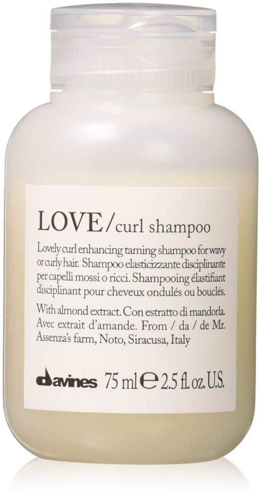 Davines LOVE Curl Shampoo, Enhancing Volume Taming Gentle Formula for Wavy and Curly Hair - Softens, Hydrates, and Boosts Curl Elasticity with Almond Extract, Travel Size, 2.54 Fl Oz