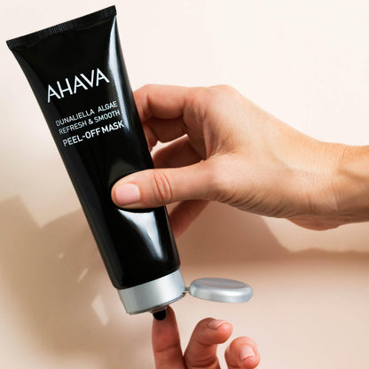 AHAVA Dunaliella Algae Refresh & Smooth Peel-off Mask - Black refreshing peel-off mask to revive the skin, lift away fatigue, helps against blackheads & clogged pores, with Osmoter, 4.2 Fl.Oz