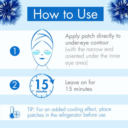 Klorane - Smoothing & Soothing Eye Masks with Cornflower & Plant-Based Hyaluronic Acid - Hydrogel Eye Patches For Puffy, Tired Eyes and Dark Circles - 7 ct.