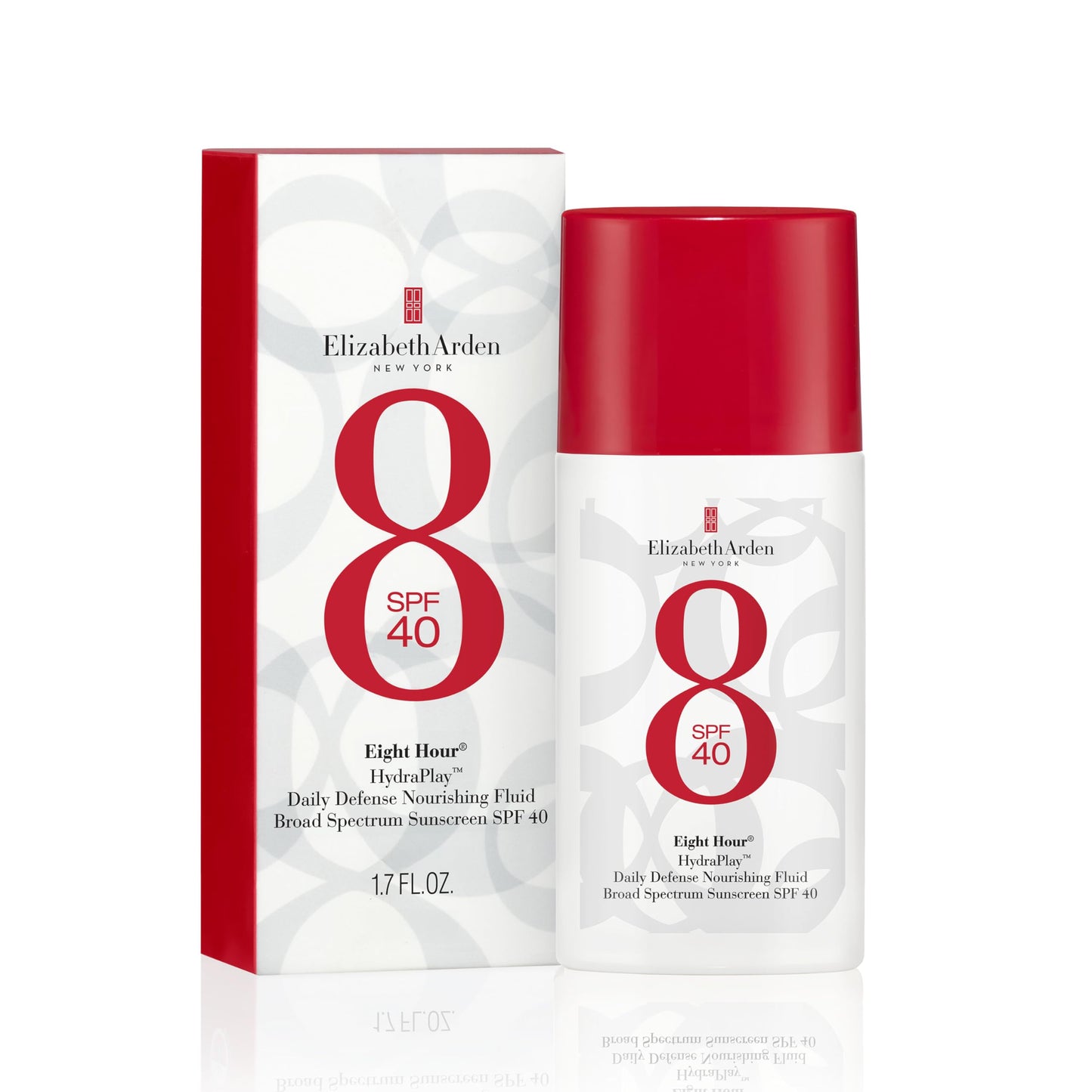 Elizabeth Arden Eight Hour HydraPlay Daily Defense Nourishing Fluid Broad Spectrum Face Sunscreen SPF 40, No White Cast, Non-Comedogenic, Fragrance-Free, 1.7 fl oz.