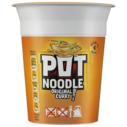 Pot Noodle Original Curry Flavour - 90g - Pack of 4 (90g x 4) by Pot