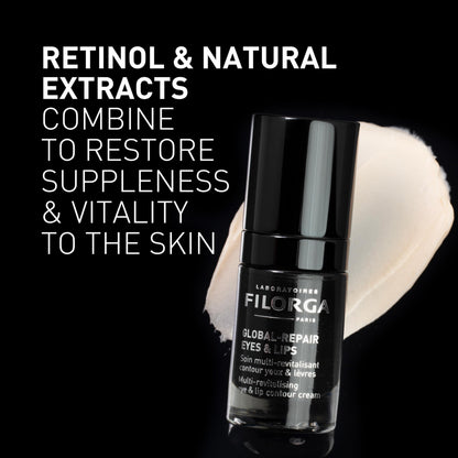 Filorga Global-Repair Eyes and Lips Cream, Hydrate and Smooth Eye Wrinkles and Revitalize Lip Contours with Retinol and NCEF, Formulated to Reduce Dark Circles, Puffiness, and Dehydration.5 fl. oz.