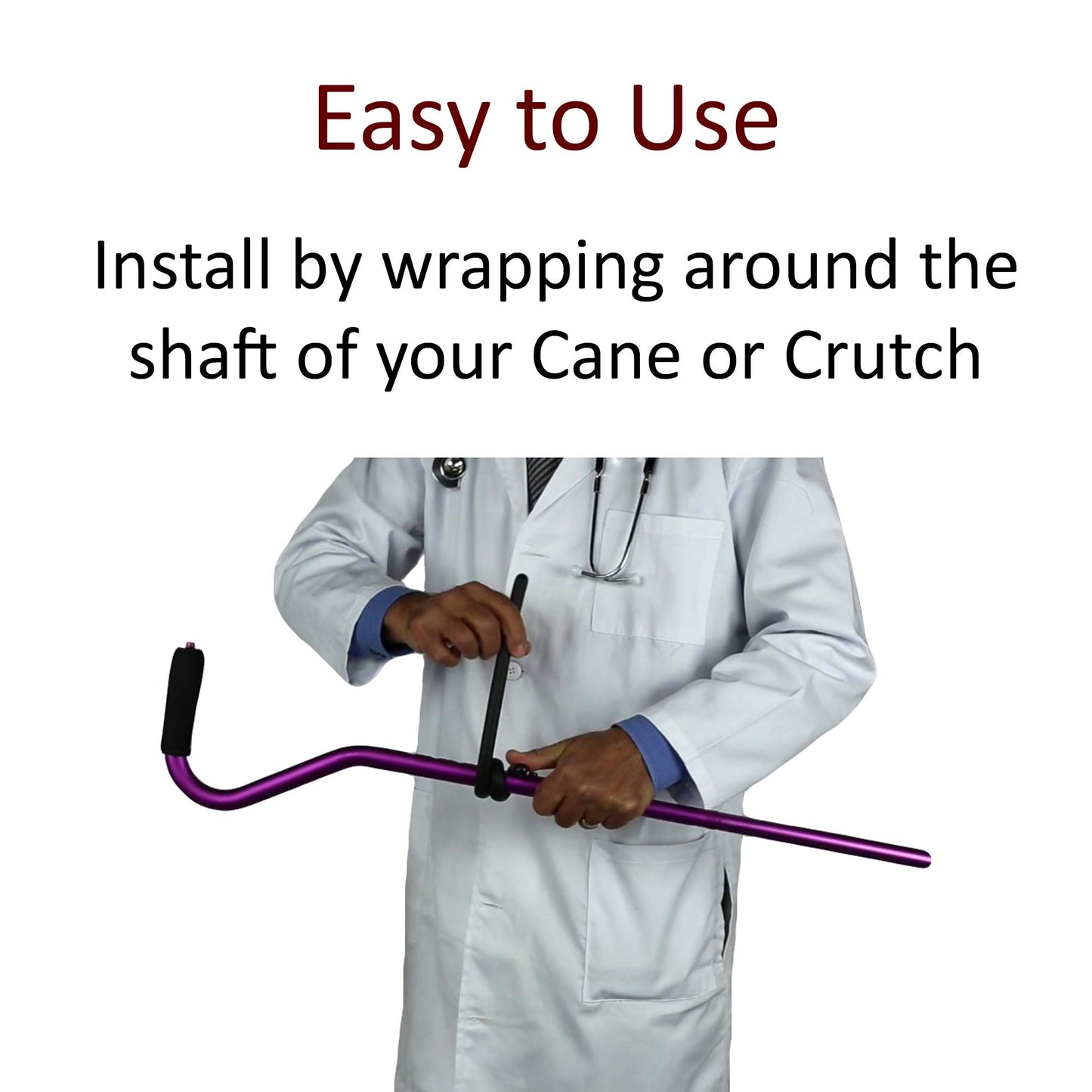 Crutcheze Cane Holder 3 Pack – Flexible Wrap Clip for Walking Sticks – for Walkers, Rollators, Scooters – Keeps Canes Within Reach – Lightweight Cane Accessory