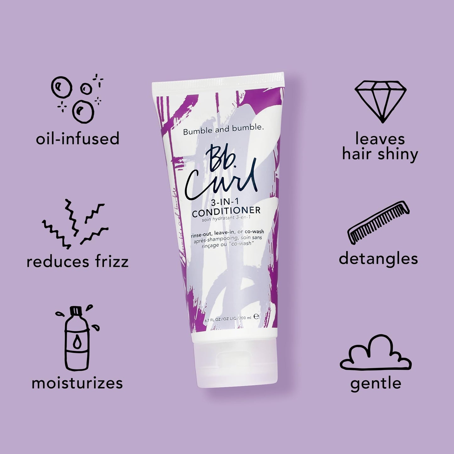 Bumble and bumble. Curl 3-in-1 Conditioner | Leave-In, Rinse Out, CoWash | Anti Frizz + Color Safe | For Coily, Curly, Wavy Hair | With Jojoba, Avocado + Coconut Oil