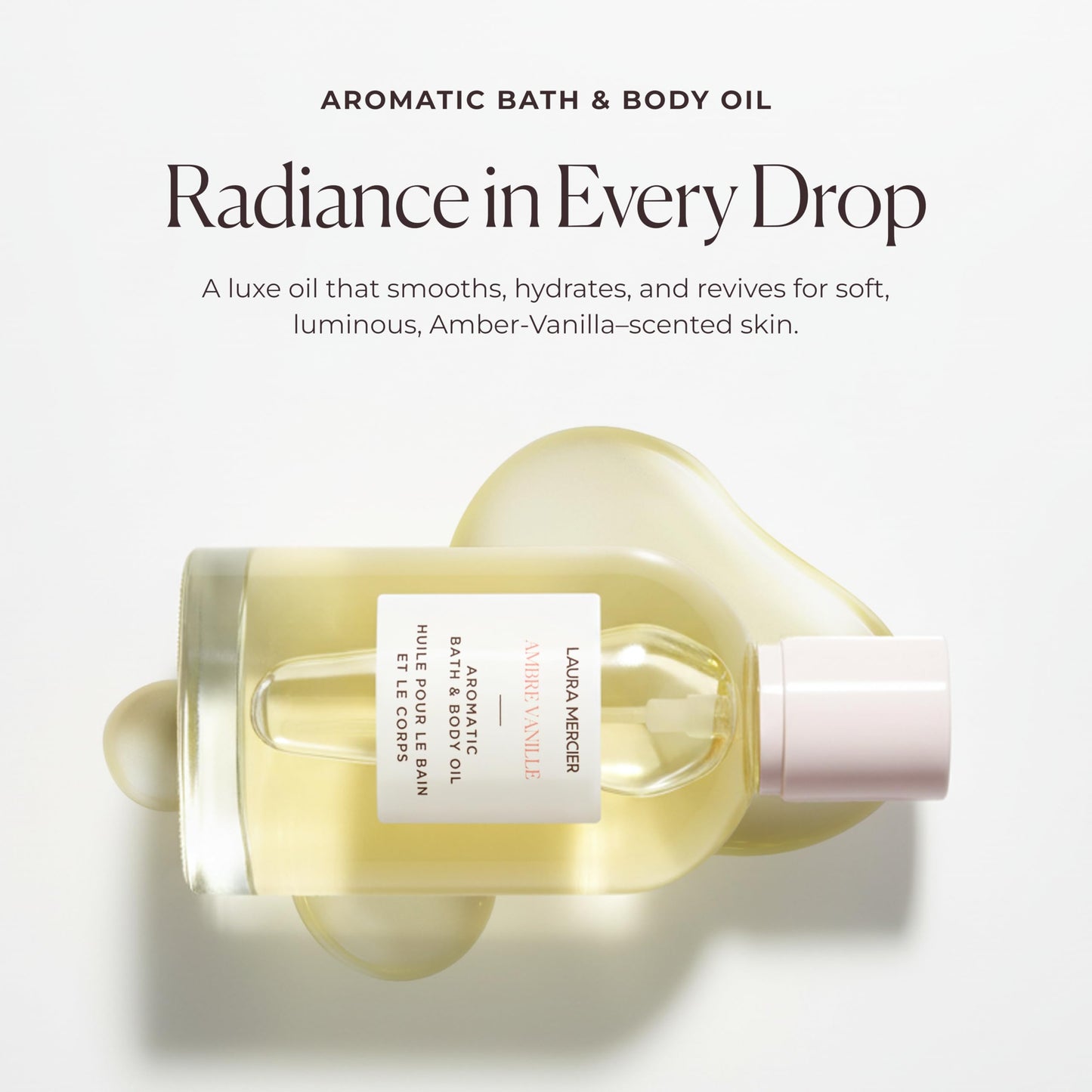 Laura Mercier Aromatic Bath & Body Oil, 48HR Hydration, Smooths, Softens and Brightens Skin, Luxurious