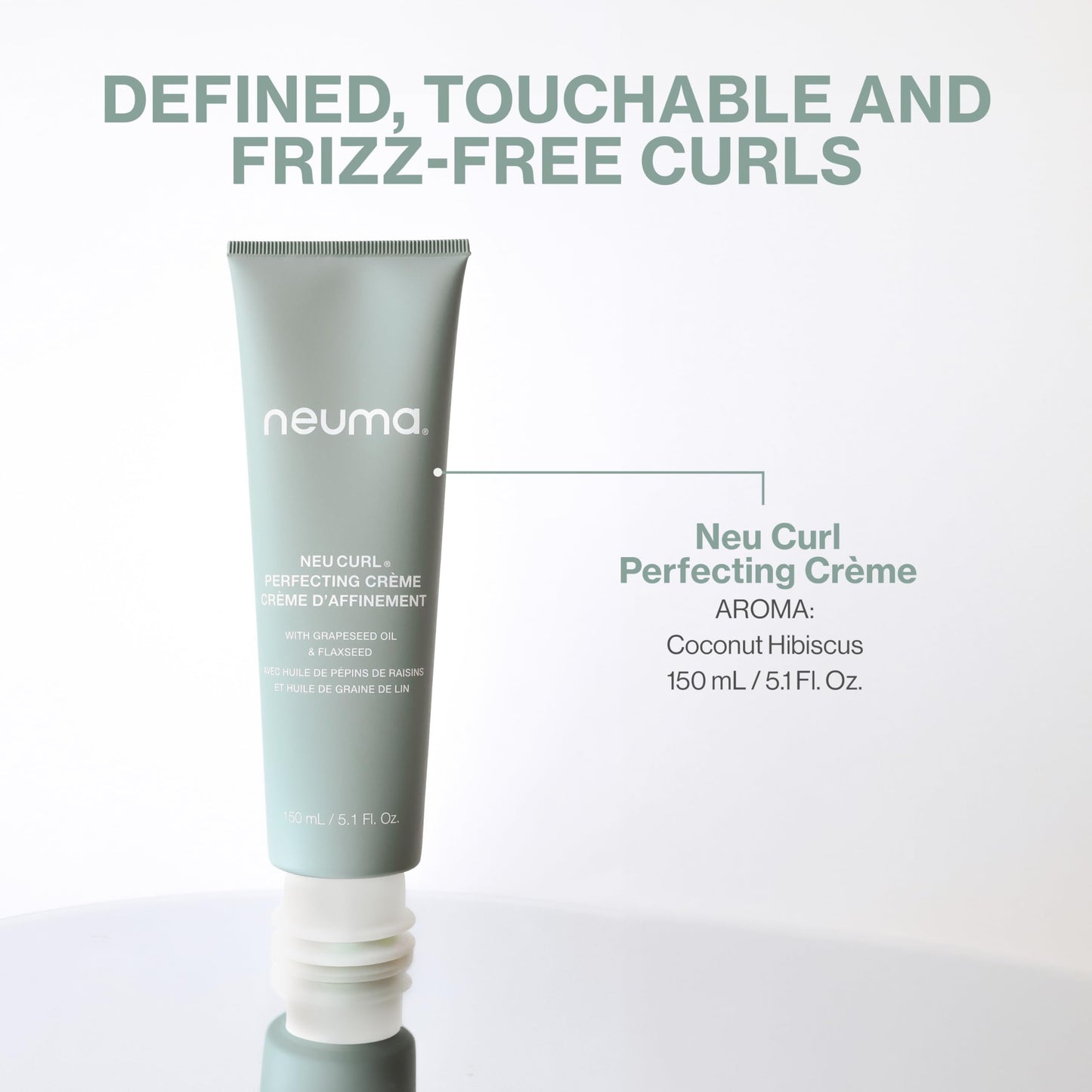 NEUMA Neu Curl Perfecting Creme 5.1 Fl. Oz. Curl Cream with Coconut Hibiscus Scent, Lightweight, Nourishing Curl Defining Cream, Curl Cream for Wavy Hair Anti Frizz Formula