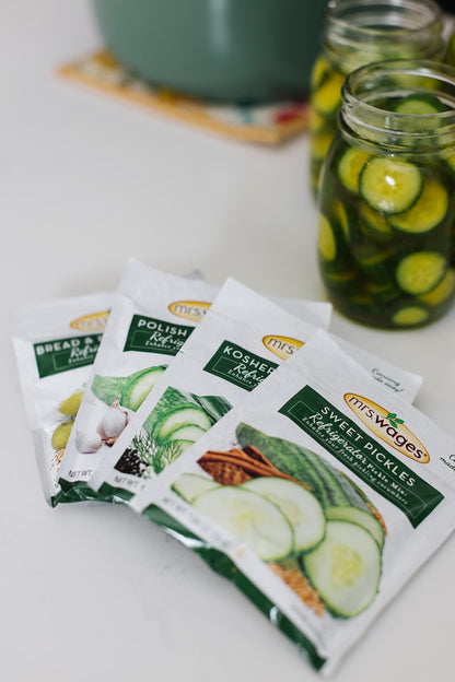 Mrs. Wages Kosher Dill Pickles Refrigerator Mix | Quick and Easy | Simple-To-Use | Simple Homemade Pickles | Traditional Pickle Flavoring | 1.94 oz Packet (Value Pack of 12)