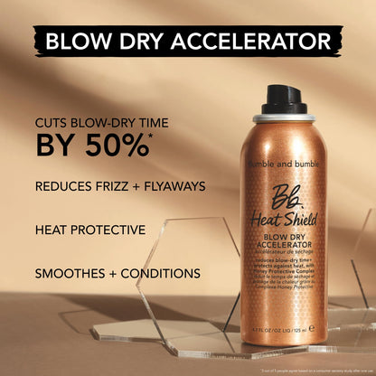 Bumble and bumble. Heat Shield Blow Dry Accelerator Hair Mist | Reduce Blow Dry Time, Anti Frizz, Heat Protection, Smooths | For All Curly, Wavy, Straight Hair Types, 4.2 Fl Oz