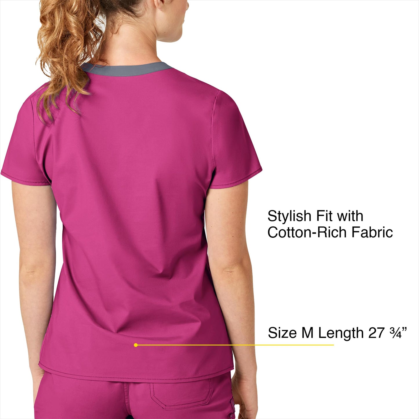 WonderWink Women's Wonderflex Verity Scrub Top, Hot Pink, Medium