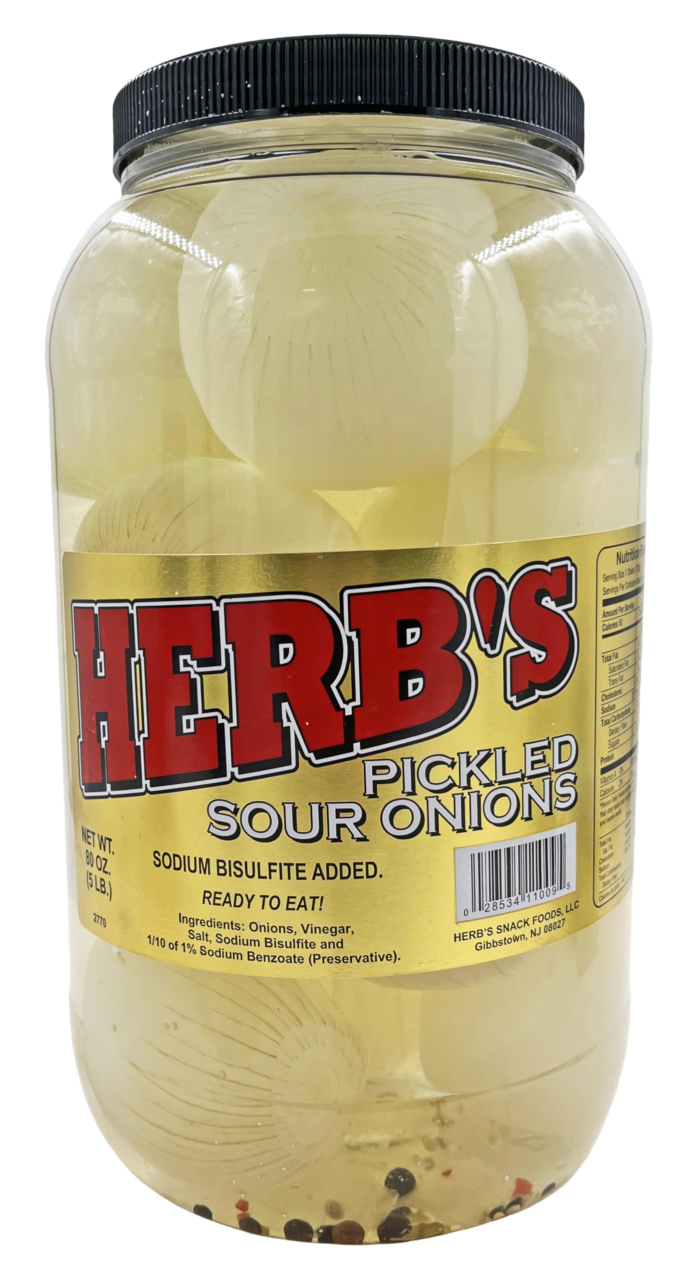 Herb's Pickled Sour Onions | Ready To Eat | 5 lb