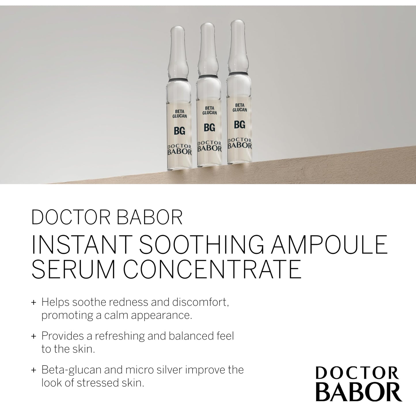 Doctor BABOR Instant Soothing Ampoule Serum Concentration | Ampoules for the Face | Immediate Soothing & Anti-Redness | For Sensitive and Stressed Skin | Beta Glucan | Vegan | 7 x 2 ml