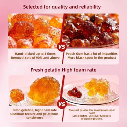 7.76oz Natural Wild Peach Gum Edible Peach Blossom Tears Tao Jiao,220g for Dessert, Drink, Soup, Tea, Health and Beauty Leisure Dessert Premium Freeze-Dried Fruits