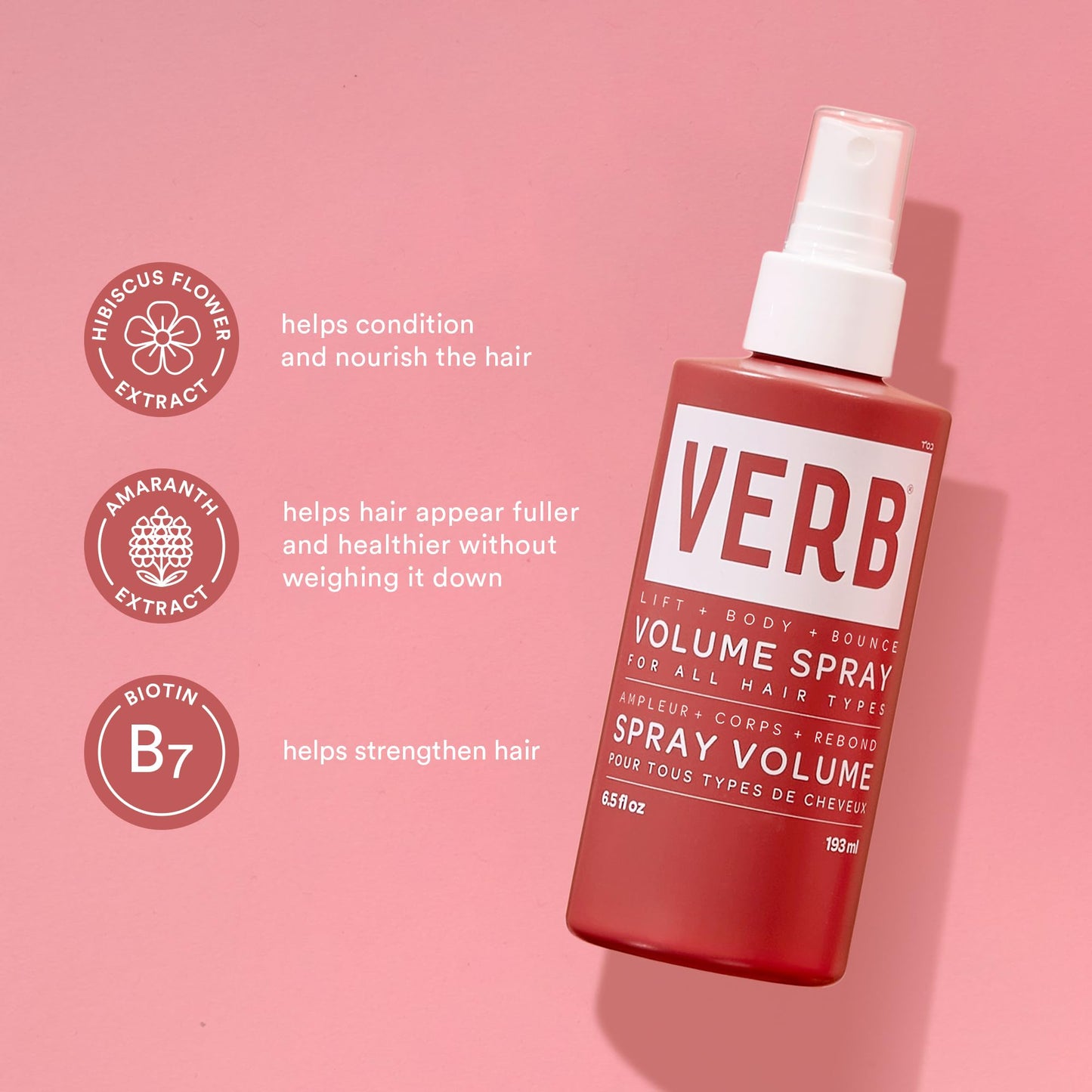VERB Volume Spray 6.5 fl oz- Lightweight Volumizing Spray for Full-Bodied Lift-Vegan, No Parabens or Harmful Sulfates