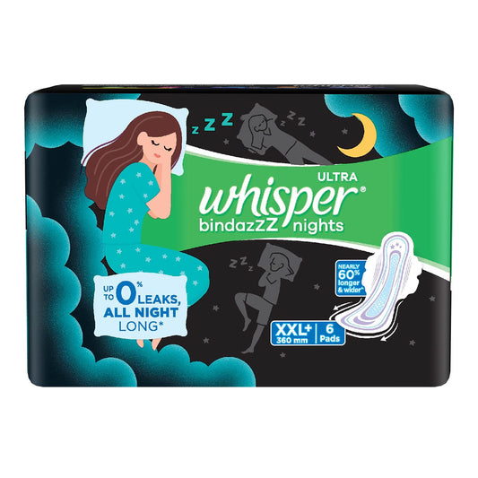 Whisper Ultra Night Sanitary Pads for Women, XXL+ 6 Napkins