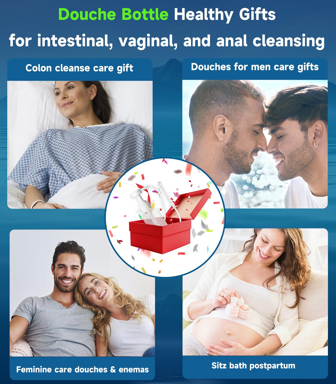 Reusable Vaginal Cleansing Douche Bottle - Douche for Women , Safe & Reusable Enema Kit with 3 Nozzles (330ML), Anti-Backflow Design for Feminine Hygiene & Personal Care, Includes Enema Tube