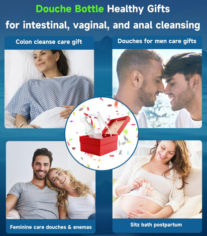 Reusable Vaginal Cleansing Douche Bottle - Douche for Women , Safe & Reusable Enema Kit with 3 Nozzles (330ML), Anti-Backflow Design for Feminine Hygiene & Personal Care, Includes Enema Tube