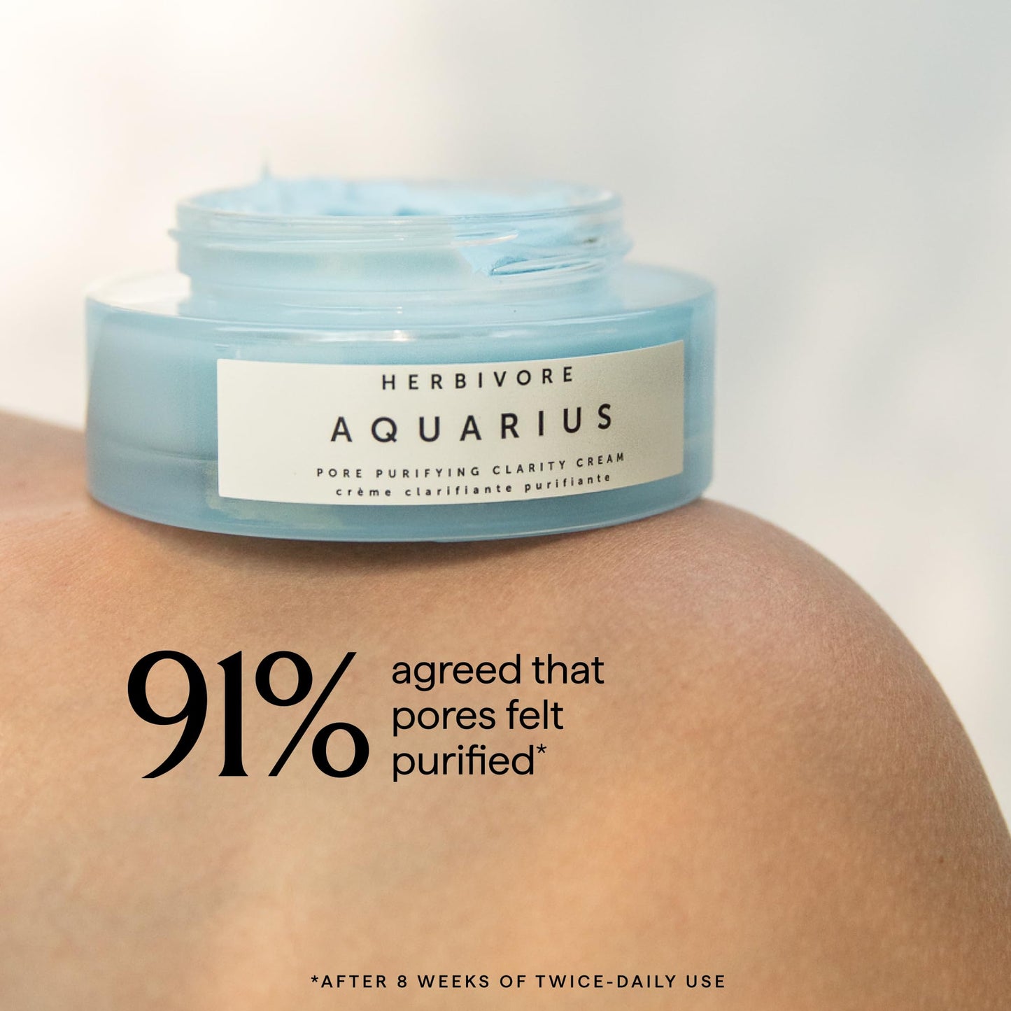 HERBIVORE Aquarius Pore Purifying Clarity Cream – Daily Moisturizer with BHA to Clean Pores & Balance Oily Skin for a Soft, Matte Finish, Plant-based, Vegan, Cruelty-free, 50mL / 1.7 oz