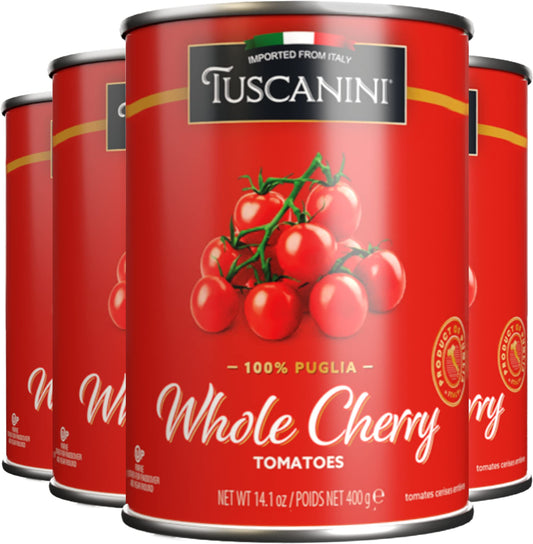 Tuscanini Whole Cherry Tomatoes 14.1oz (4 Pack) | Imported From Italy, Delicious Taste & Texture, BPA Free Lined Can, Kosher for Passover