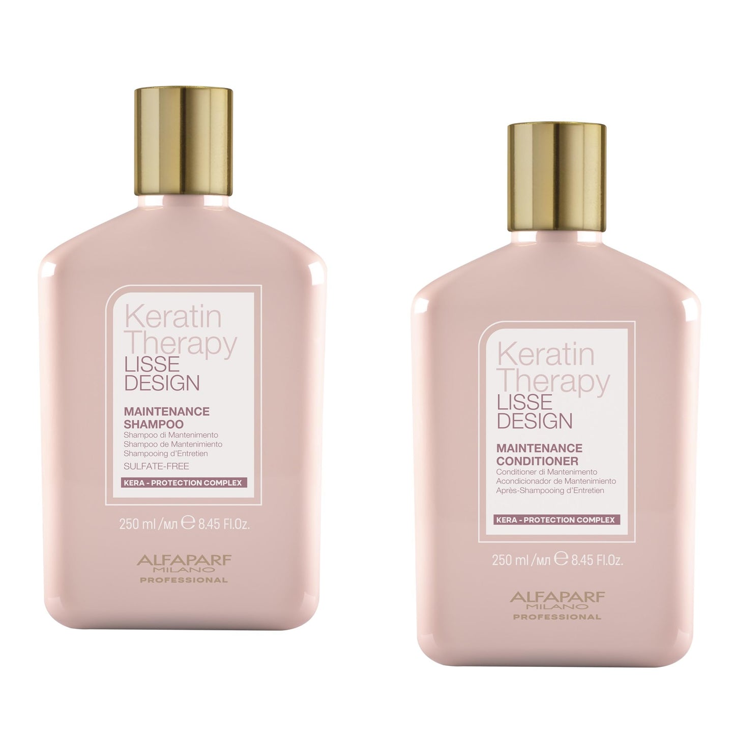 Alfaparf Milano Lisse Design Keratin Shampoo and Conditioner Set - Sulfate Free - Anti-Frizz - Maintains & Enhances Professional Keratin Therapy Treatment - Keeps Hair Smooth & Straight