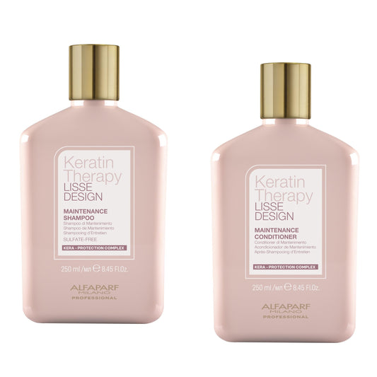 Alfaparf Milano Lisse Design Keratin Shampoo and Conditioner Set - Sulfate Free - Anti-Frizz - Maintains & Enhances Professional Keratin Therapy Treatment - Keeps Hair Smooth & Straight