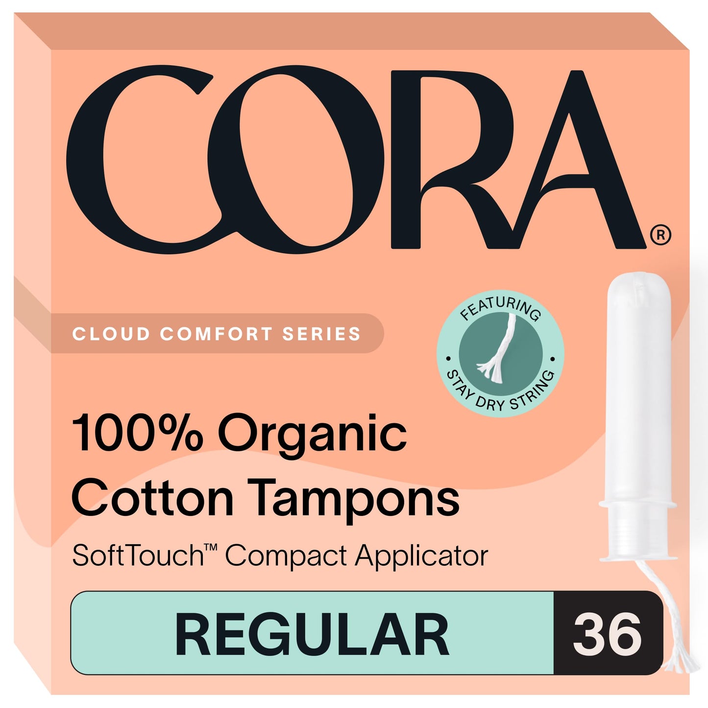 Cora Organic Cotton Tampons (36 Regular Tampons)