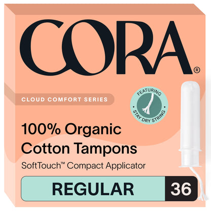 Cora Organic Cotton Tampons (36 Regular Tampons)