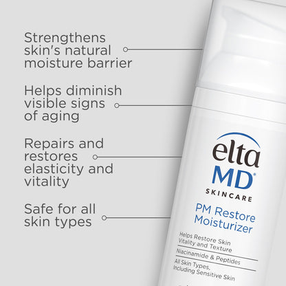 EltaMD Morning and Night Skin Care Kit, AM Restore and PM Restore Facial Moisturizers, Anti-Aging Renew Eye Gel