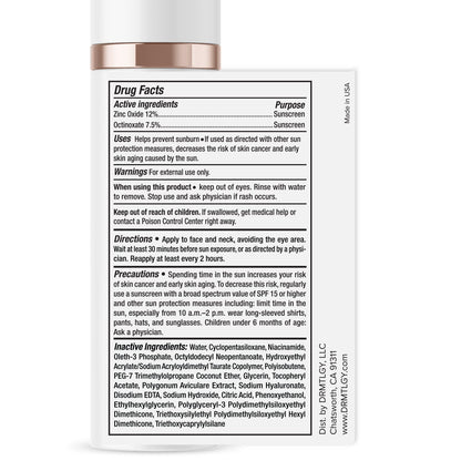 DRMTLGY SmrtSun Broad Spectrum SPF 45 Anti-Aging Sunscreen – Hybrid Zinc Oxide UV Protection with Hyaluronic Acid & Niacinamide – Lightweight, Non-Greasy, Fragrance-Free Face Sunscreen – 1.7 oz