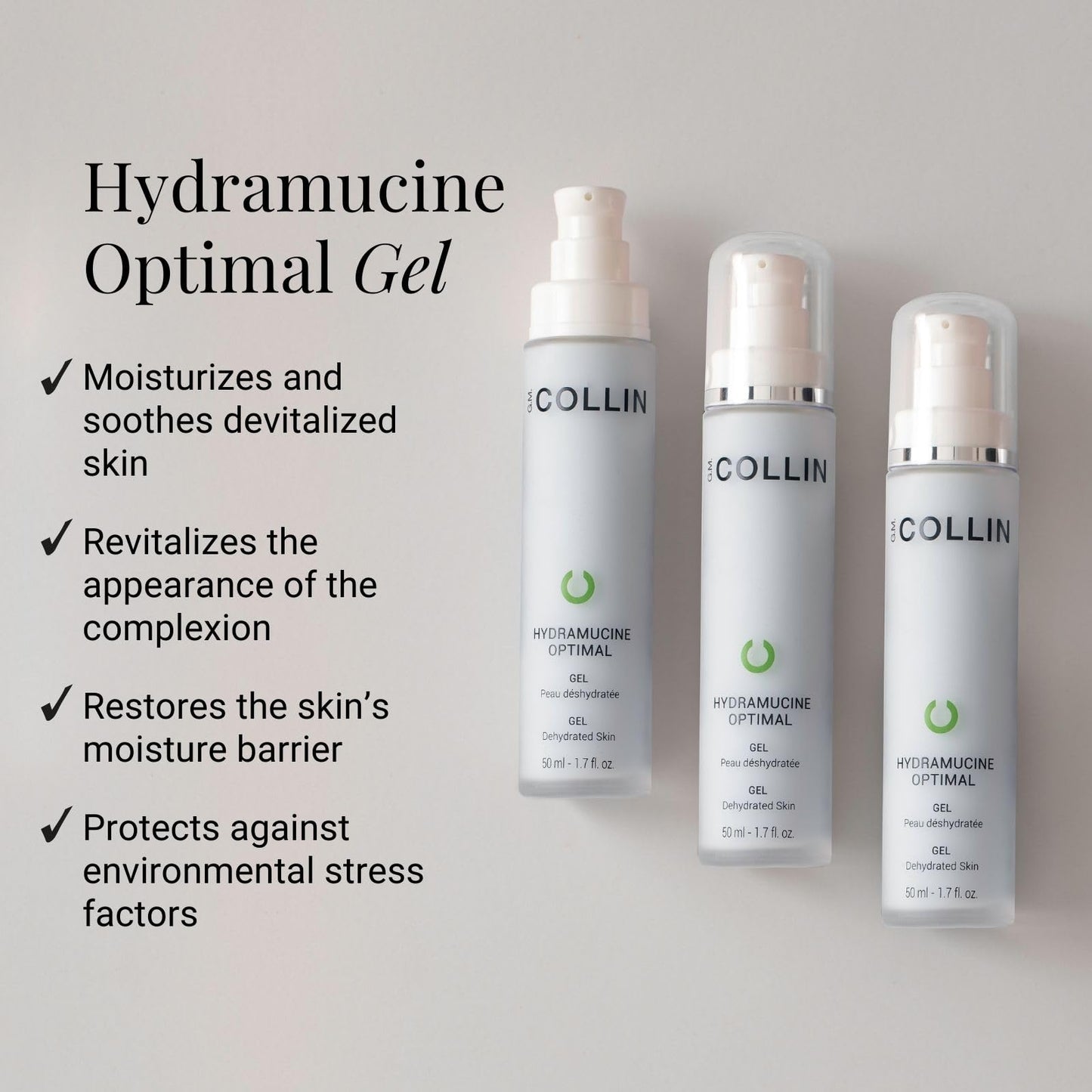G.M. COLLIN Hydramucine Optimal Gel | Daily Face Moisturizer for Dehydrated Skin | Lightweight Lotion for Normal to Oily Skin