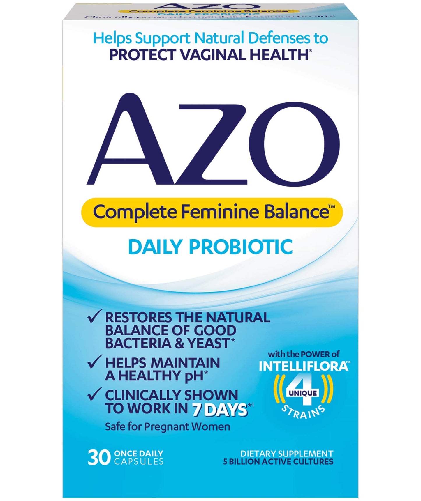 AZO Complete Feminine Balance Probiotics for Vaginal Health with Urinary Tract Defense Antibacterial Protection, 30 Count