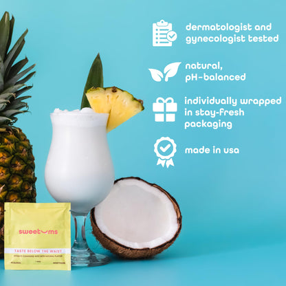 Sweetums Feminine Wipes For Women, Individually Wrapped - pH Balanced Flavored Intimate Wipes - Pack of 10 (Pina Colada)