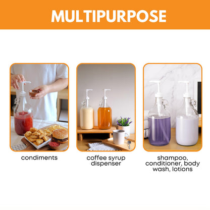 Fastrack 1 Gallon Glass Jug Laundry Detergent Dispenser | Airtight Screw-Top Pump Container | Non-Slip Base | Detergent Pump Dispenser or Syrup Pump Dispenser | Eco Friendly Food Grade
