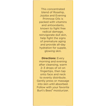 Burt's Bees Gua Sha Face Oil With Rosehip Seed Extract, Reduces Appearance of Fine Lines and Wrinkles, Use with Ice Roller & Facial Tools, Natural Origin Skin Care, 0.51 fl. oz.