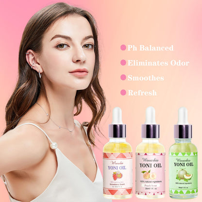 Yoni Oil for Women Set Of 3, 100% Natural Feminine Oil Deodorant for Women, Eliminates Odor and Ph Balanced, Feminine Serum Made with Pure Natural Essential Oils (1 fl oz/30 ml)