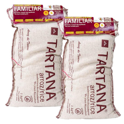 ARROZ TARTANA Authentic Albufera Spanish Paella Rice Imported from Spain, Great for Risotto, Seafood and Mediterranean Dishes (2.2 LB Bag, 2-Pack)