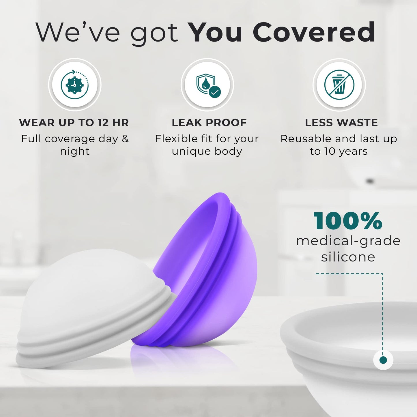 Reusable Menstrual Disc - Set of 2 Soft Period Discs for Women - Flexible, Leak-Proof, Medical-Grade Silicone Menstrual Cup for Comfortable, Eco-Friendly, Long-Lasting Protection (2 Large)
