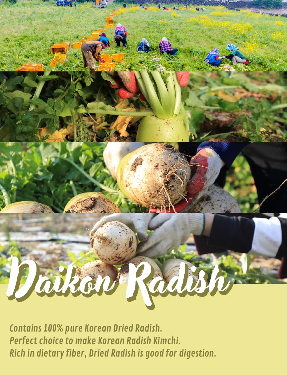 Dried Radish Strips 무말랭이 Korean Sun-Dried Daikon, Naturally Sweet & Chewy Texture, No Additives, Ideal for Kimchi, Stir-Fry & Side Dish, 6 oz / 170 g