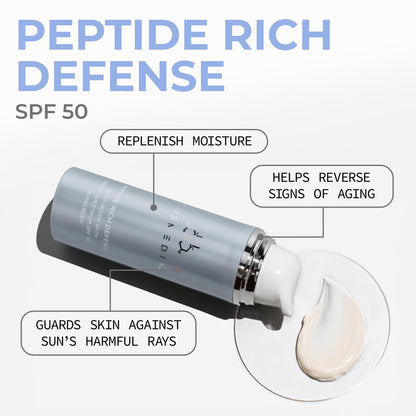 COSMEDIX Peptide-Rich Defense Face Moisturizer - Hydrating Face Lotion with Broad Spectrum SPF 50 Sunscreen for Dark Spots, Fine Lines & Wrinkles - Facial Skin Care for Softer & Smoother Skin
