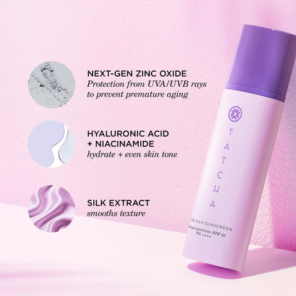 The Silk Sunscreen | Broad Spectrum SPF 50 PA++++, Weightless, Hydrating Mineral Sunscreen, New & Improved Packaging, 50 ml