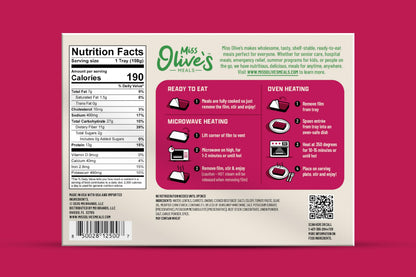 Miss Olive’s Lentil & Beef with Vegetables Ready Meal, Lower Sodium, Shelf Stable Heat & Eat Entrée in Hearty Sauce, 7 oz (Pack of 3)
