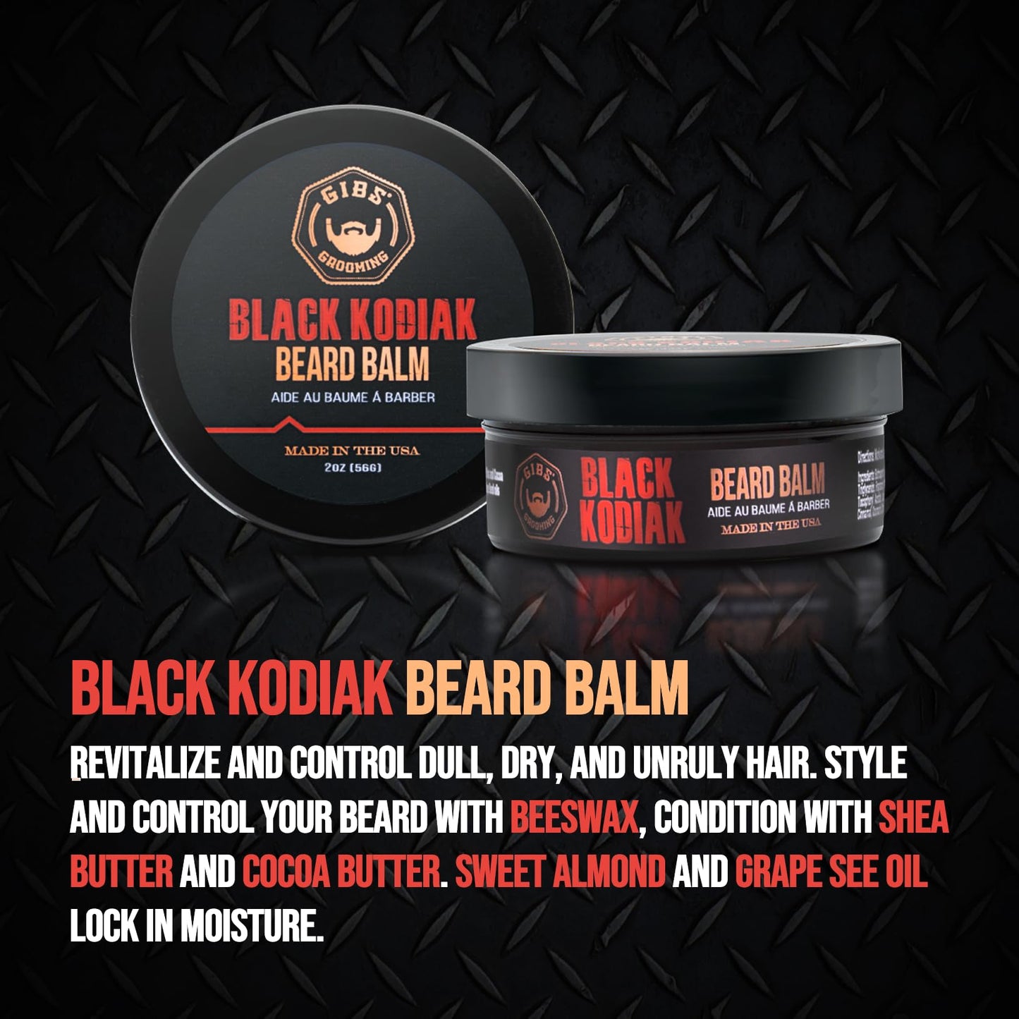 GIBS Grooming Black Kodiak Beard Balm Aid, 2 oz