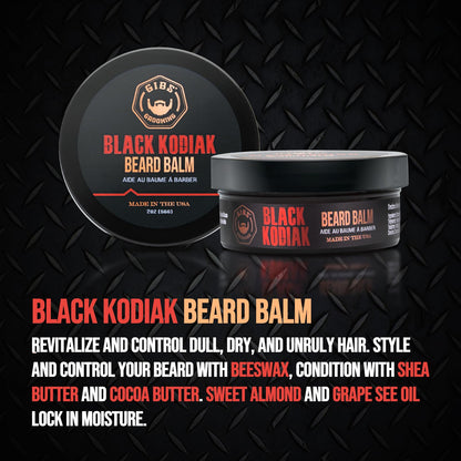 GIBS Grooming Black Kodiak Beard Balm Aid, 2 oz
