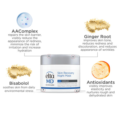 EltaMD Skin Recovery Overnight Face Mask, Moisturizer Cream Night Mask for Face & Neck, Safe for Sensitive Skin, 1.7 oz Jar