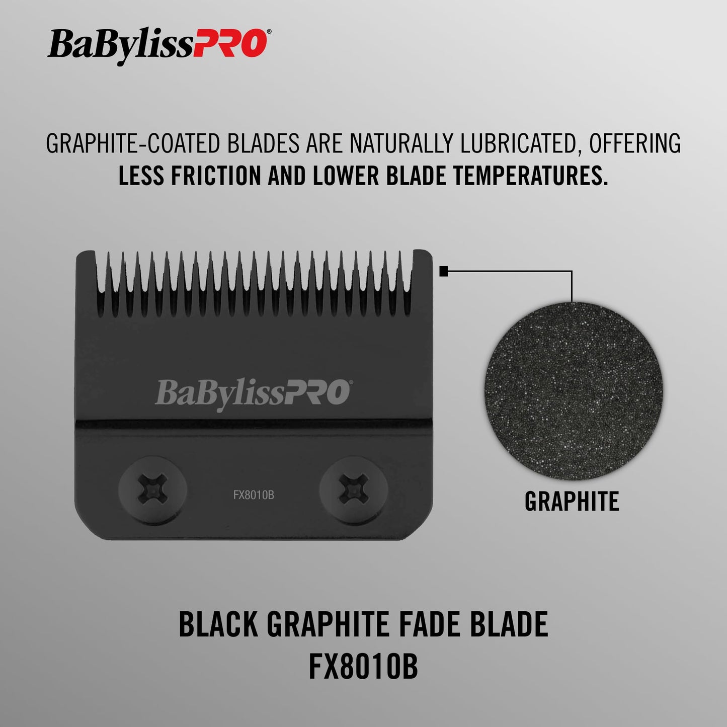BaBylissPRO Barberology Replacement Black Graphite Replacement Fade Blade for Hair Clippers (FX8010B)