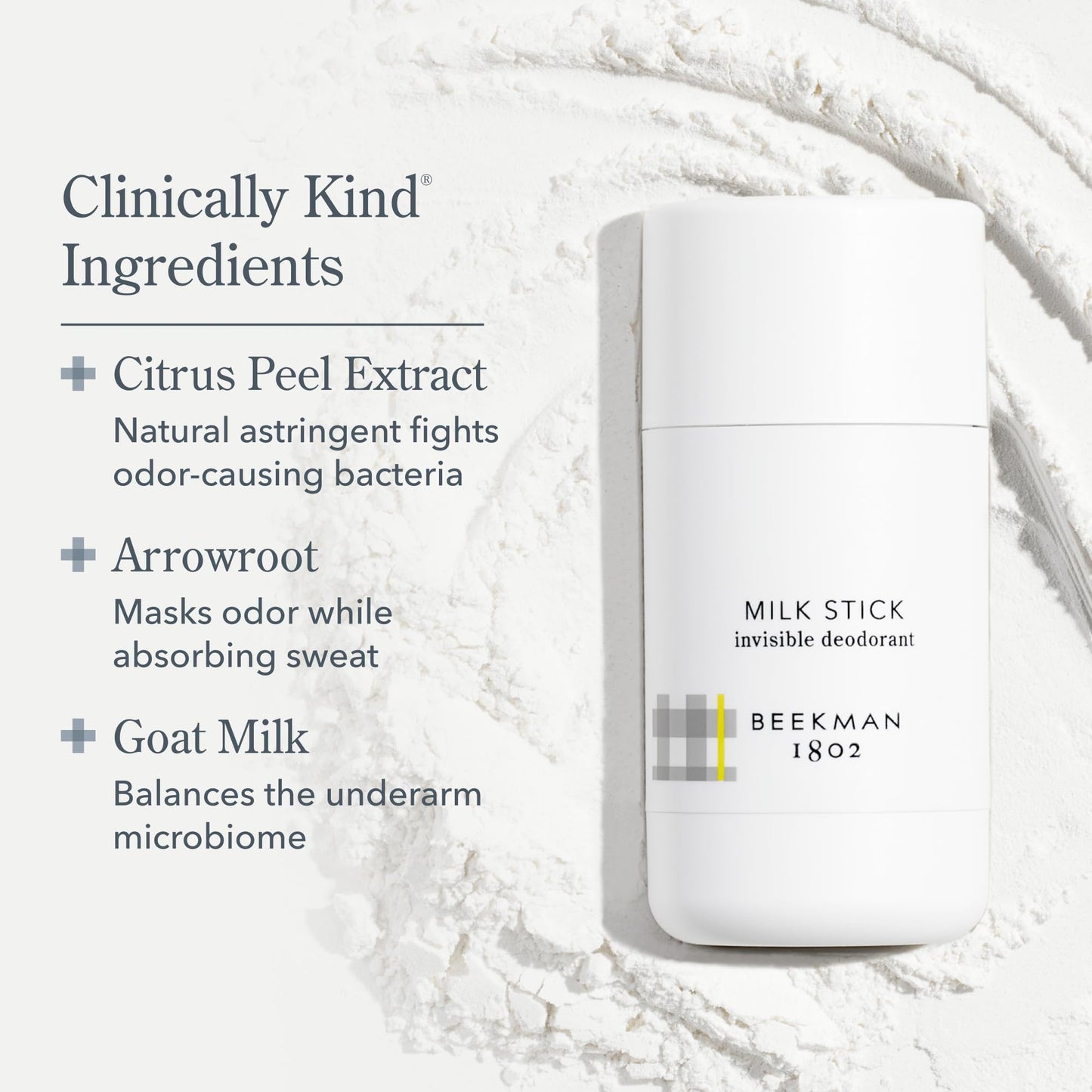 Beekman 1802 Milk Stick Whole Body All-Day Invisible Deodorant - 2.5 oz - Scented - Fights Odor-Causing Bacteria & Controls Sweat - Aluminum Free - Good for Sensitive Skin - Cruelty Free