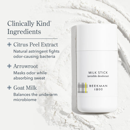 Beekman 1802 Milk Stick Whole Body All-Day Invisible Deodorant - 2.5 oz - Scented - Fights Odor-Causing Bacteria & Controls Sweat - Aluminum Free - Good for Sensitive Skin - Cruelty Free