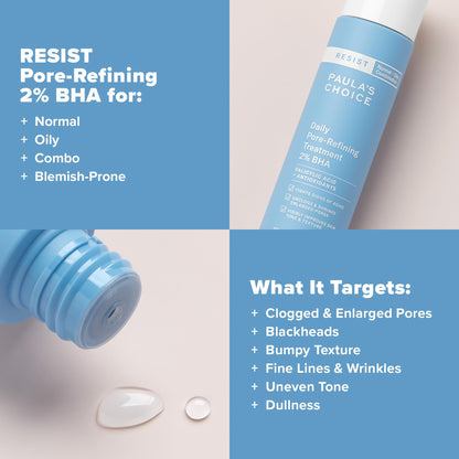 Paula's Choice RESIST Daily Pore Refining Treatment 2% BHA Exfoliant, Face Exfoliator with Salicylic Acid & Hyaluronic Acid, Liquid Exfoliant for Oily, Normal and Combination Skin, 3oz