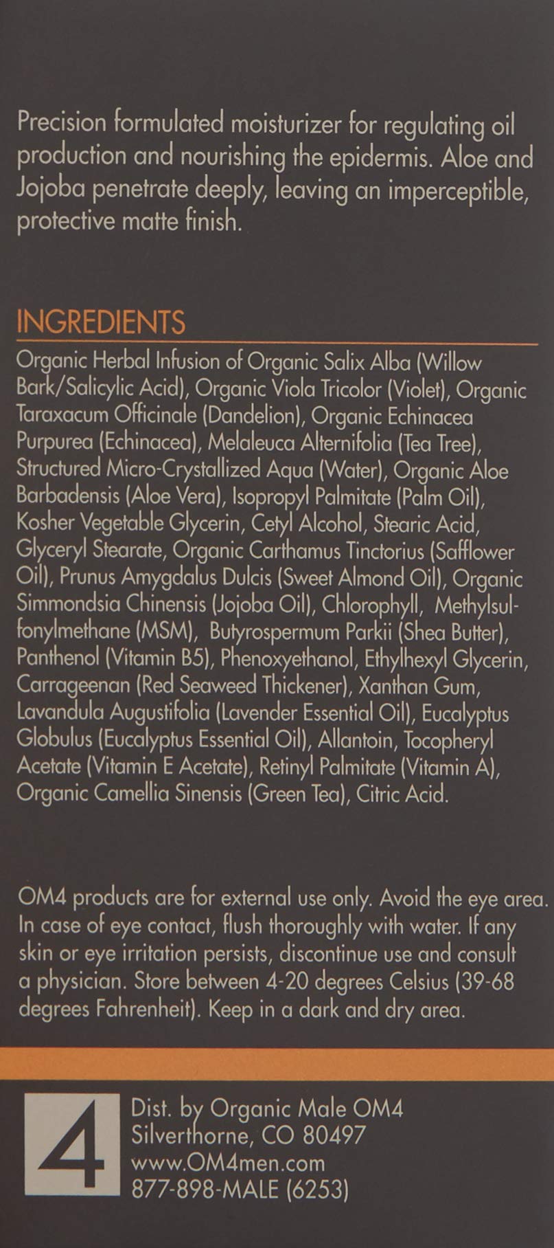 Organic Male OM4 Oily Step 4: Weightless Equalizing Moisture Complex, Moisturizer for Oily Skin to help reduce shine and breakouts for men