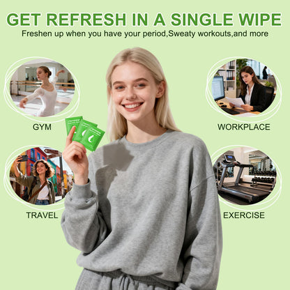 Feminine Wipes Flushable Travel Individually Wrapped,Travel Wipes for Women,Feminine Care Wet Wipes Travel Size Vaginal Wipes for Adult,Girl and Homeless(Cucumber,Pack of 50)